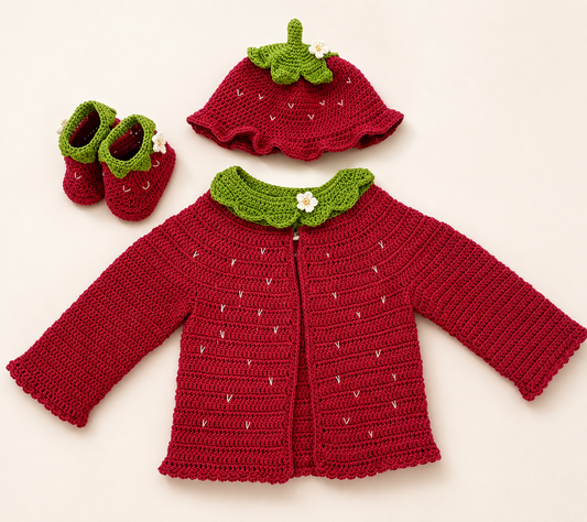 Strawberry Crochet Baby Set 🍓