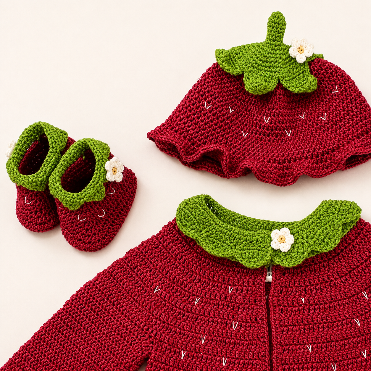Strawberry Crochet Baby Set 🍓