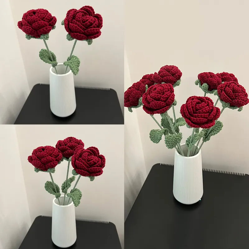 1PC Knitted Rose Flower